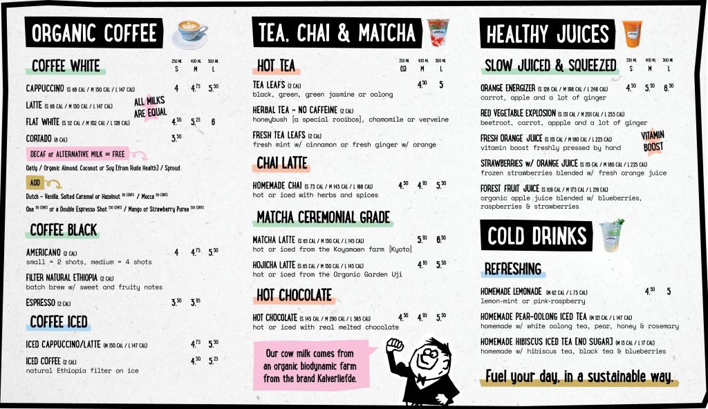 Beste koffie van Nederland. Verse sapjes. Beste matcha van Nederland. Matcha to go. Coffee to go. Lemonade. Cold drinks. Healthy place. Fijne plek. Third place. Decaf koffie.